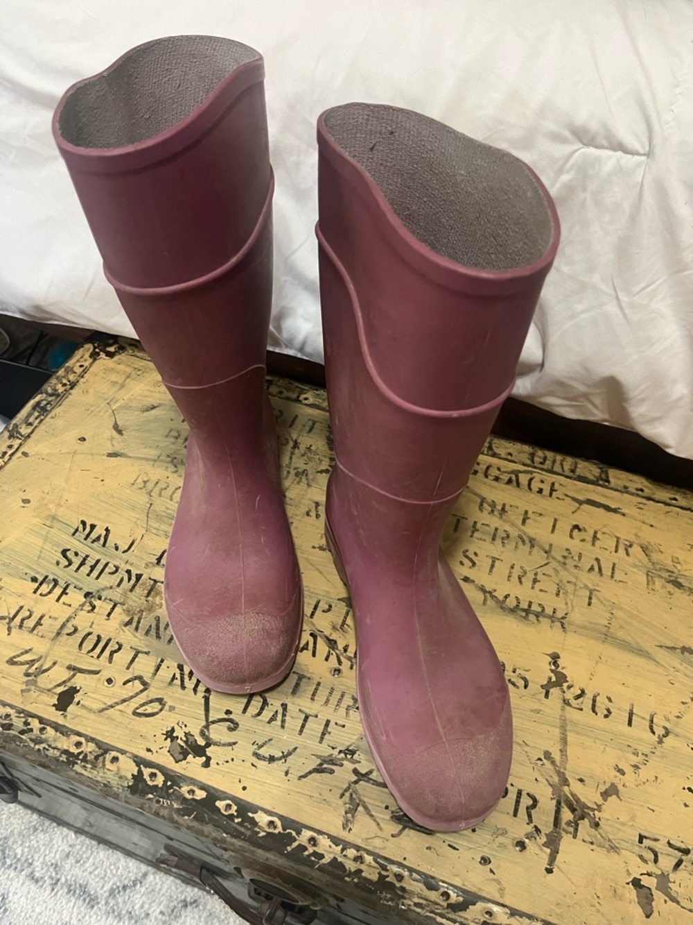 Women's Waterproof Tall Rain Boots in purple- Comfortable All-Weather Wear